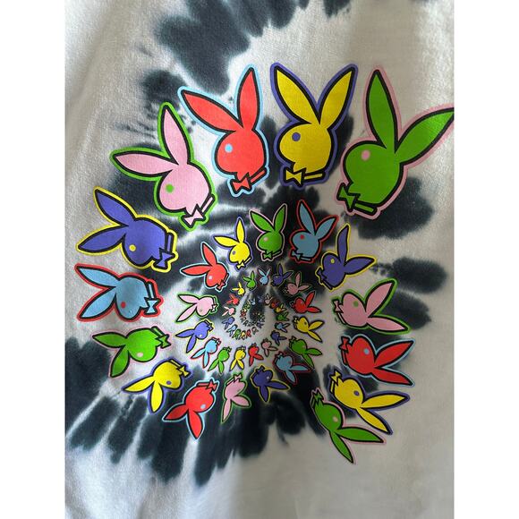 Playboy x Color Bars Spiral Tie-Dye Crewneck Sweatshirt Y2K Size L Unisex - Picture 3 of 6